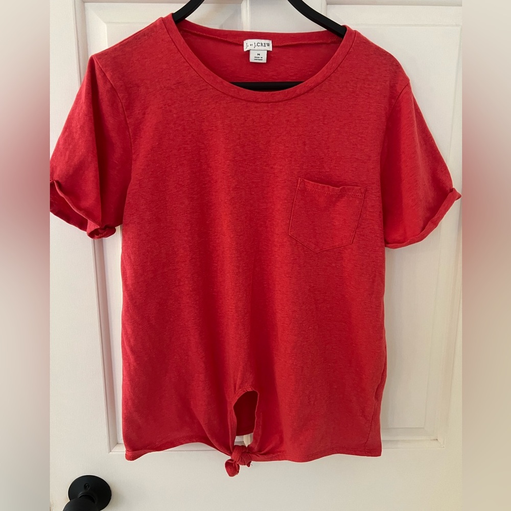 J. Crew Tie Front T-shirt (red) Size M